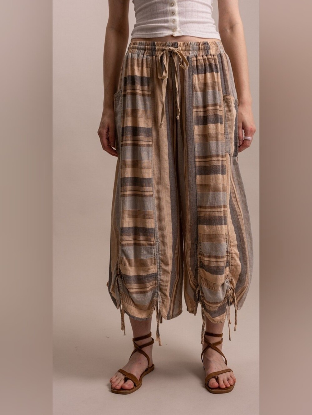 #1914 Blue Velvet Wanderlust Plaid Drawstring Pants
